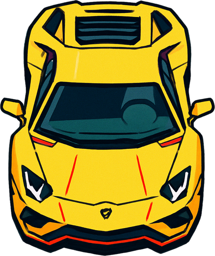 Bird view lamborghini car.
In-Game asset.  2d.  High contrast.  No shadows