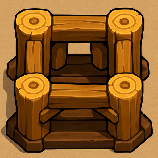 Wooden Tower base like the ones the Cannons in Clash of Clans have.
In-Game asset.  2d.  High contrast.  No shadows. Topdown