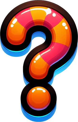 punto di domanda a modi caramelle.
Single Game Texture. In-Game asset. 2d. Blank background. High contrast. No shadows.