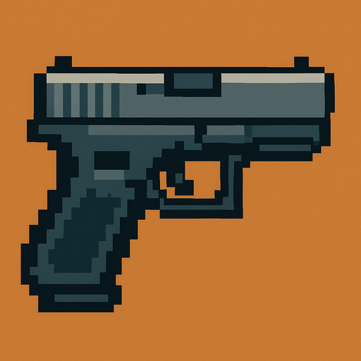 glock
pixel art.
In-Game asset.  High contrast.  No shadows