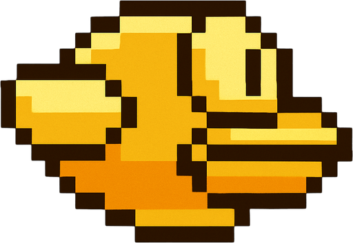 flappy bird gold icon. pixel art style.
In-Game asset.  2d.  High contrast.  No shadows
