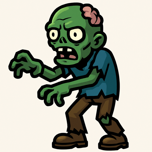 A zombie.
In-Game asset.  2d.  High contrast.  No shadows