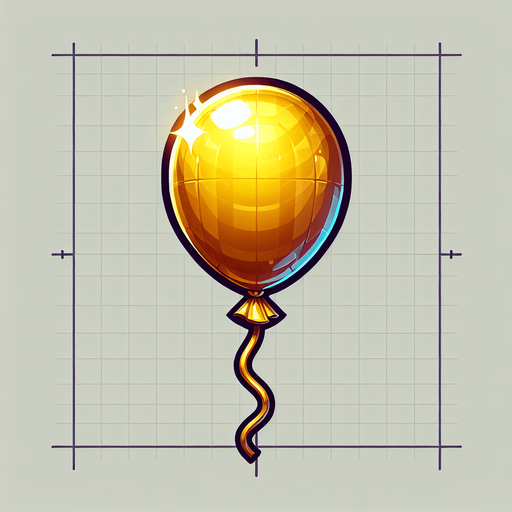 gold color baloon string hanging straigth view.
Single Game Texture.  In-Game asset.  2d.  Blank background.  High contrast.  No shadows