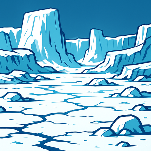 Gigantic ice tundra.
In-Game asset.  2d.  High contrast.  No shadows