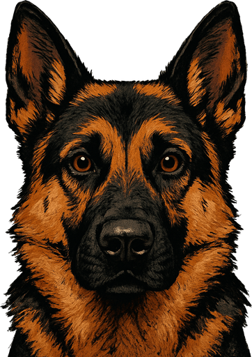 German Shepard face. realistic
In-Game asset.  2d.  High contrast.  No shadows