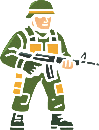 Soilder.
In-Game asset.  2d.  High contrast.  No shadows
