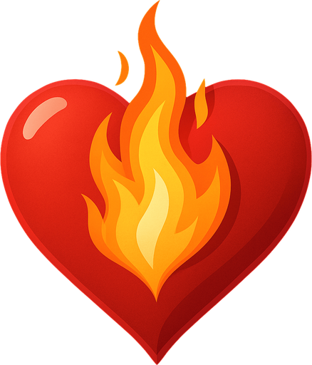 Just the heart from this picture with a flame in the cent t of it.