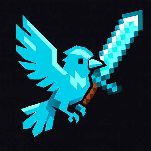 oyunlardaki elmas kılıç taşıyan elmas kuş.
In-Game asset.  2d.  High contrast.  No shadows