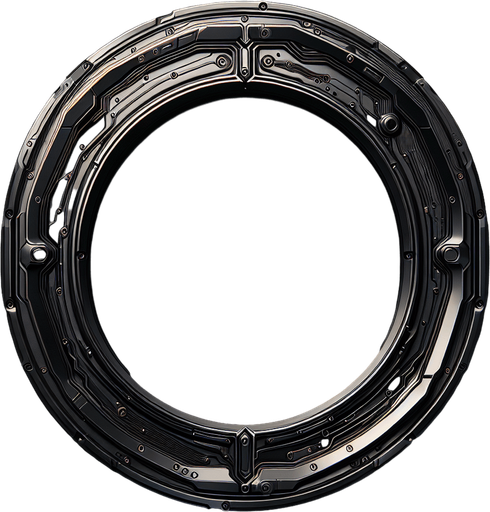 metalic oval border with bevel.
Black. Electronic style. empty inside. no background