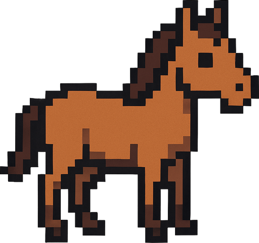 Horse pixel.
In-Game asset.  2d.  High contrast.  No shadows