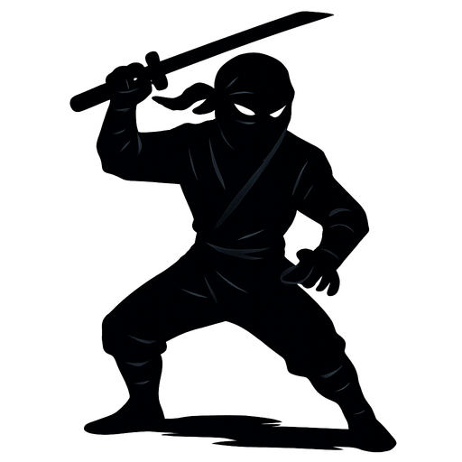 A shadow ninja.
In-Game asset.  2d.  High contrast.  shadow