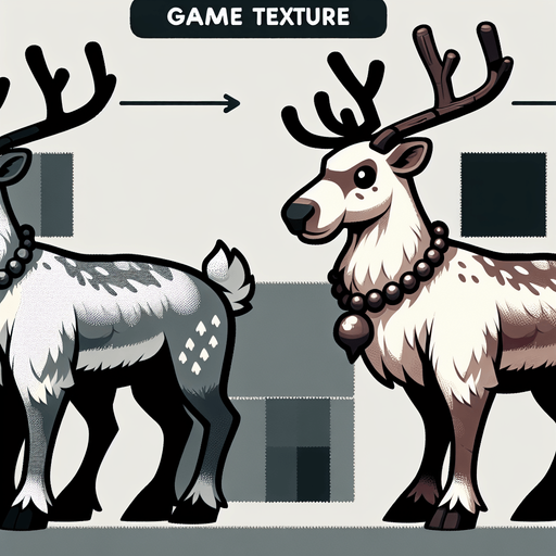 adult Raindeer Single Game Texture. In-Game asset. 2d. Blank background. High contrast. No shadows.