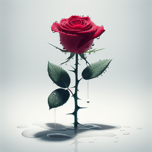 single beautiful rose with its stem.
full white background