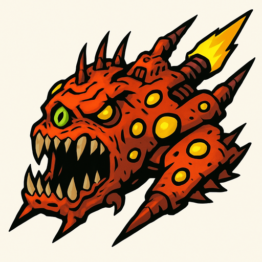monster space ship.
In-Game asset.  2d.  High contrast.  No shadows