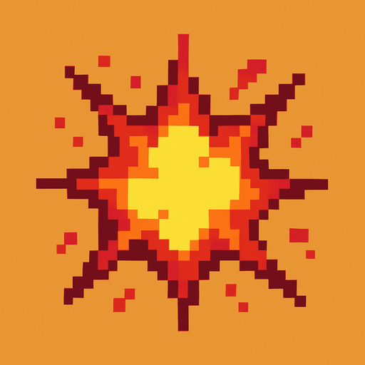 Boom effect pixel style.
In-Game asset.  2d.  High contrast.  No shadows