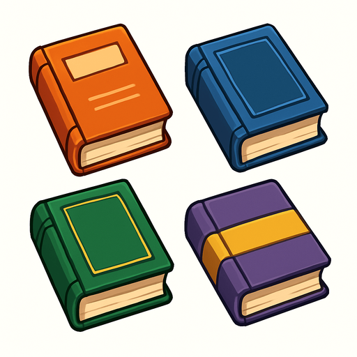 Pack of different books.
In-Game asset.  High contrast.  No shadows. 3D