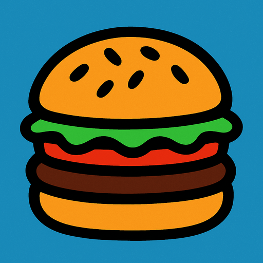 burger.
In-Game asset.  2d.  High contrast.  No shadows