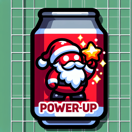 christmas present for naughty santa, cartoon, power up Single Game Texture. In-Game asset. 2d. Blank background. High contrast. No shadows.