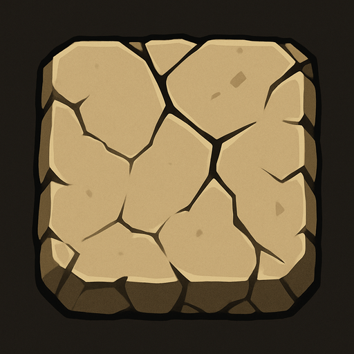 top down look square shaped rock.
In-Game asset.  2d.  High contrast.  No shadows