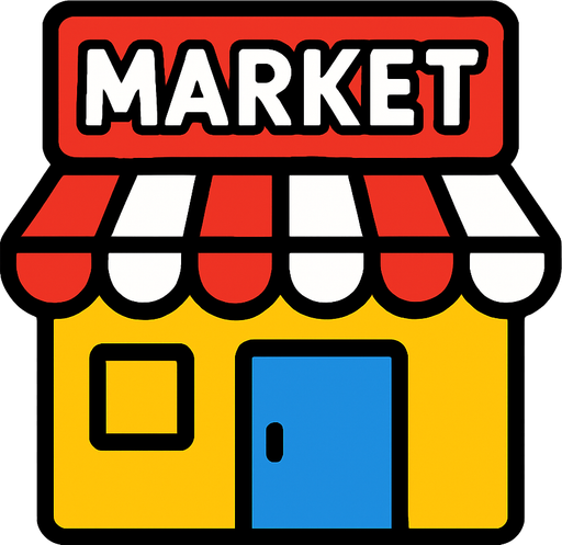 oyunlardaki market ikonu.
In-Game asset.  2d.  High contrast.  No shadows