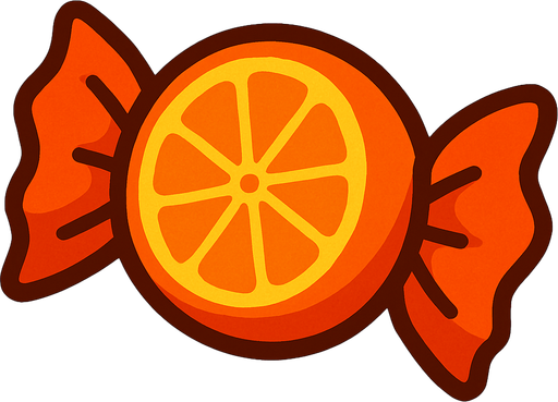 candy orange.
In-Game asset.  2d.  High contrast.  No shadows