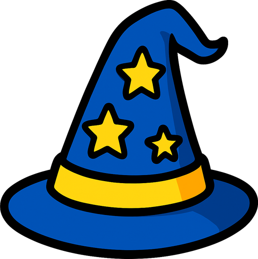 sombrero de mago de color azul 2d.
In-Game asset.  2d.  High contrast.  No shadows