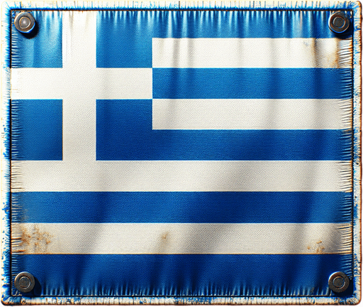 greece flag.
Single Game Texture. In-Game asset. 2d. Blank background. High contrast. No shadows.