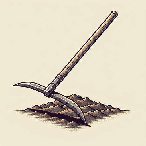 Let's make a Farming Hoe so that we can till soil with it.
Single Game Texture.  In-Game asset.  2d.  Blank background.  High contrast.  No shadows