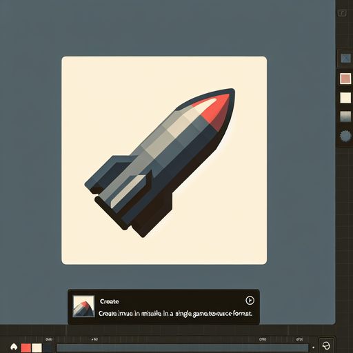 missile.
Single Game Texture.  In-Game asset.  2d.  Blank background.  High contrast.  No shadows