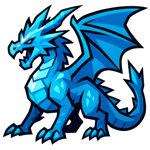 Dragon des glaces.
In-Game asset.  2d.  High contrast.  No shadows