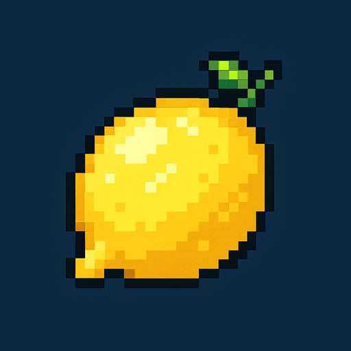 pixel art of a lemon.
In-Game asset.  2d.  High contrast.  No shadows