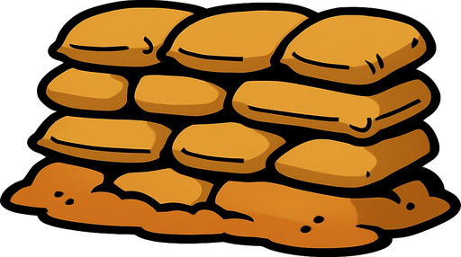 animasyon çizgi dizi tarzında bir siper.
In-Game asset.  2d.  High contrast.  No shadows