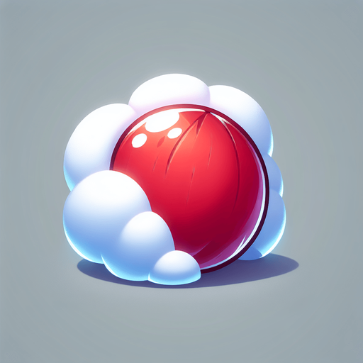 a red nut hidden in a snowball, side view, cartoon.
Single Game Texture. In-Game asset. 2d. Blank background. High contrast. No shadows.