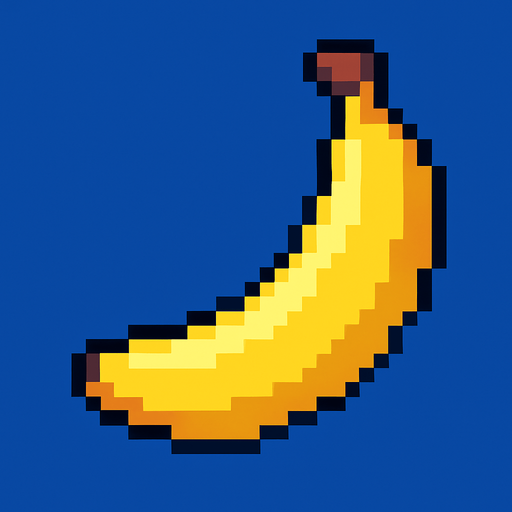 Pixel banana.
In-Game asset.  High contrast.  No shadows