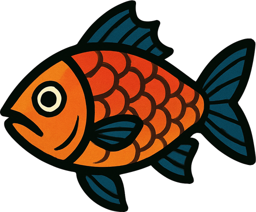 medium-sized fish.
In-Game asset.  2d.  High contrast.  No shadows