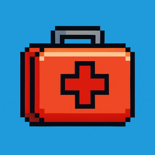 medkit pixel art.
In-Game asset.  2d.  High contrast.  No shadows