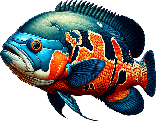 a realistic oscarFish.
Single Game Texture. In-Game asset. 2d. Blank background. High contrast. No shadows.