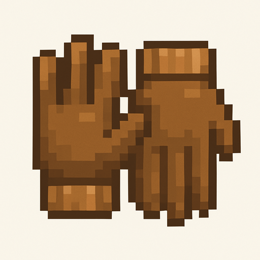 pixel brown gloves.
In-Game asset.  2d.  High contrast.  No shadows