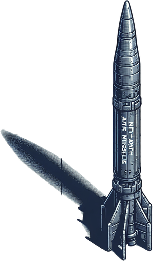 A anti-air missile.
Single Game Texture.  In-Game asset.  2d.  Blank background.  High contrast.  No shadows