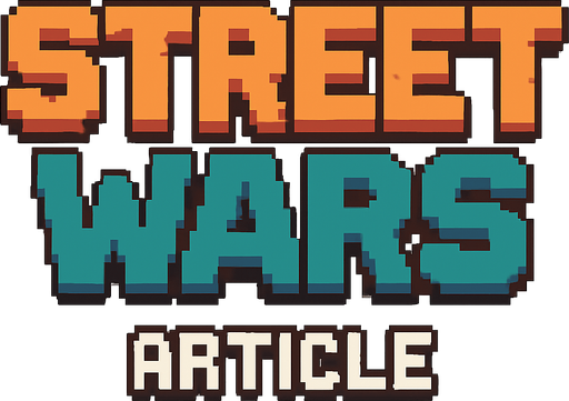this is the street wars article in the main menu but pixel art style . No background. Transparent background. Blank background. No shadows. 2d. In-Game asset. flat