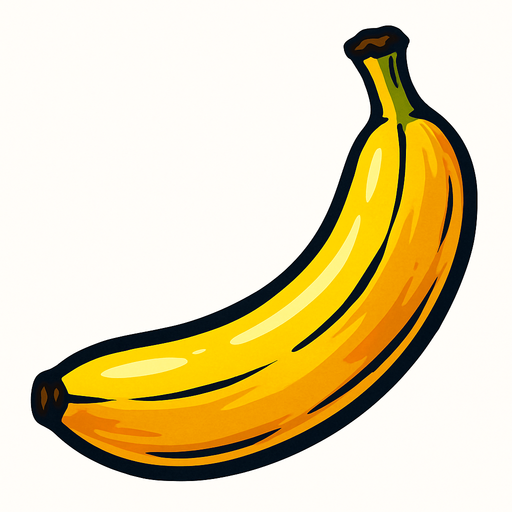 Muz meyvesi.
In-Game asset.  2d.  High contrast.  No shadows