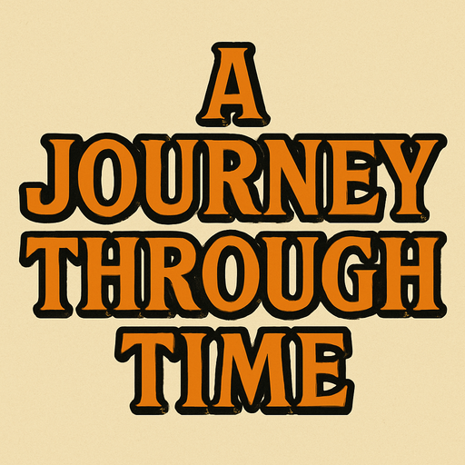Heading title that says " A Journey Through Time" in professor Layton game style fonts.
In-Game asset.  2d.  High contrast.  No shadows
