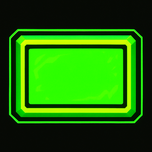 Green neon rectangle block.
In-Game asset.  2d.  High contrast.  No shadows