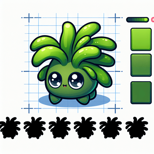 Seeweed with eyes.
Single Game Texture.  In-Game asset.  2d.  Blank background.  High contrast.  No shadows