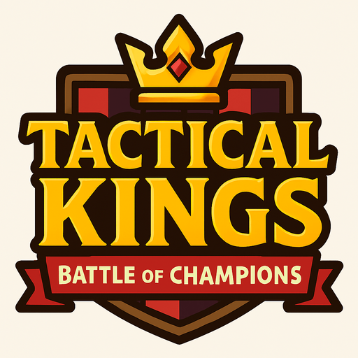 Create a logo for this game based on this description:

Title: "Tactical Kings: Battle of Champions"
A fantasy-themed, chess-inspired strategy game where players control unique units with predefined attack zones. Victory comes from eliminating the opponent’s King by strategically positioning characters on a 5x10 grid..
In-Game asset.  2d.  High contrast.  No shadows