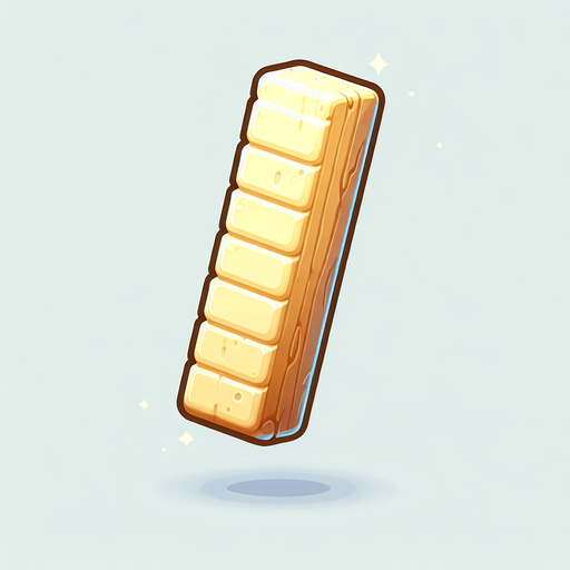 soft butter stick. Single Game Texture. In-Game asset. 2d. Blank background. High contrast. No shadows.