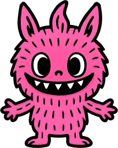 Pink labubu.
In-Game asset.  2d.  High contrast.  No shadows