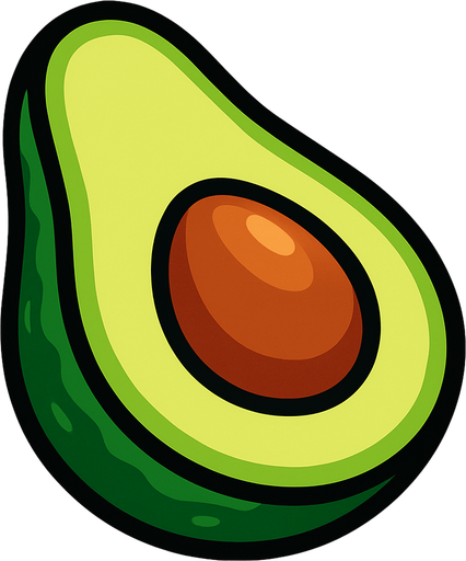 avocado.
In-Game asset.  2d.  High contrast.  No shadows