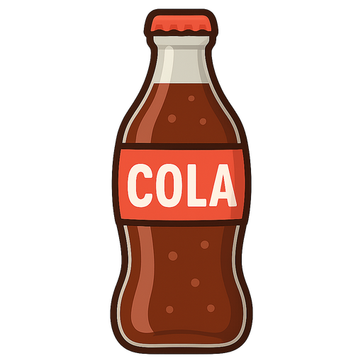 cola 
. No background. Transparent background. Blank background. No shadows. 2d. In-Game asset. flat