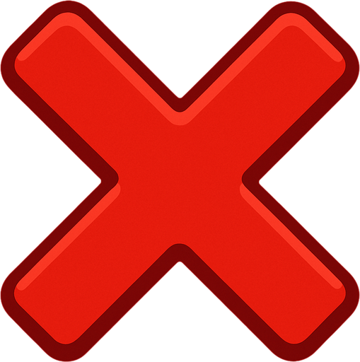 kırmızı x.
In-Game asset.  2d.  High contrast.  No shadows